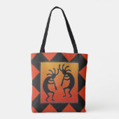 Zuidwest ontwerp Kokopelli Tribal Tote Bag (Achterkant)