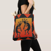 Zuidwest ontwerp Kokopelli Tribal Tote Bag (Dichtbij)