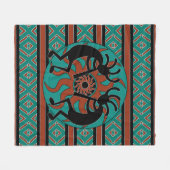 Zuidwest ontwerp Turquoise Tribal Sun Kokopelli Fleece Deken (Voorkant (Horizontaal))