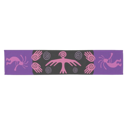 Zuidwest-Paars Kokopelli Short Table Runner Korte Tafelloper (Horizontaal)