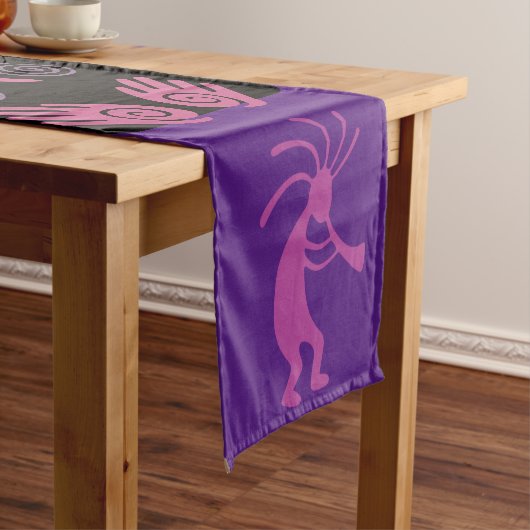 Zuidwest-Paars Kokopelli Short Table Runner Korte Tafelloper (Voorbeeld)