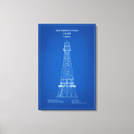 Zuidwest Pass Vuurtoren - Louisiana – AD Canvas Afdruk
