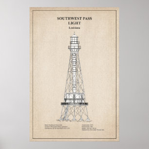Zuidwest Pass Vuurtoren - Louisiana - SBD Poster