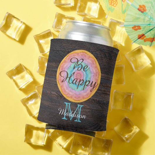 Zuidwest Pastel Rustic Wood Tone Grain Monogram Blikjeskoeler (Insitu Zomer)