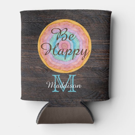 Zuidwest Pastel Rustic Wood Tone Grain Monogram Blikjeskoeler (Voorkant)