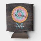 Zuidwest Pastel Rustic Wood Tone Grain Monogram Blikjeskoeler (Achterkant)