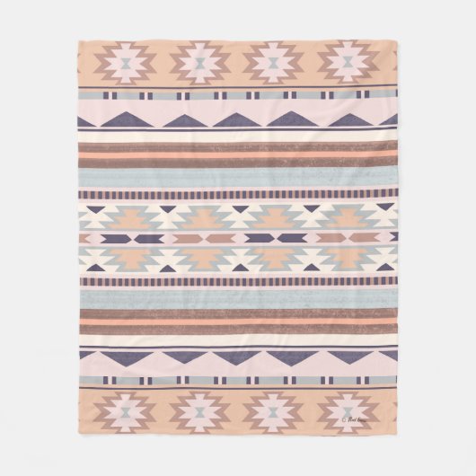 Zuidwest Peach Tribal Pattern Fleece Deken (Voorkant)