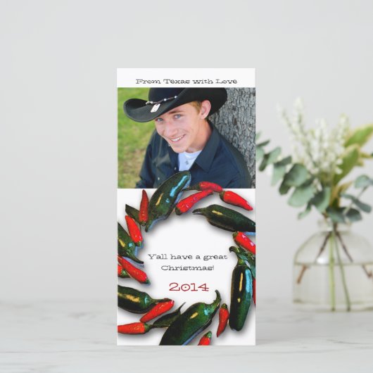 Zuidwest Pepper Krans Foto Kerst Kaart (Staand voorkant)