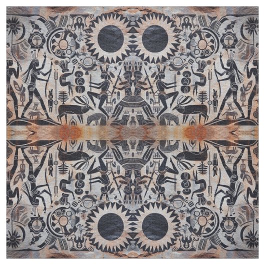 Zuidwest Petroglyphs Kachina Dancer Pattern Stof (Swatch)