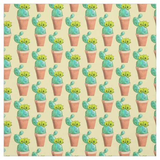 Zuidwest Potted Yellow Flowering Cactus Stof (Swatch)
