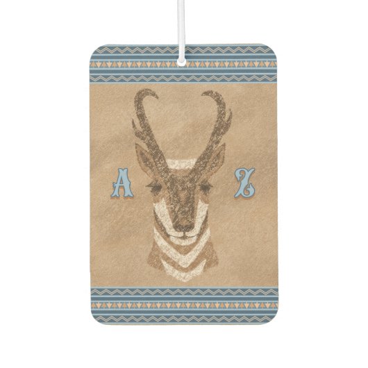 Zuidwest Pronghorn Antelope Head Custom Initialen Luchtverfrisser (Voorkant)