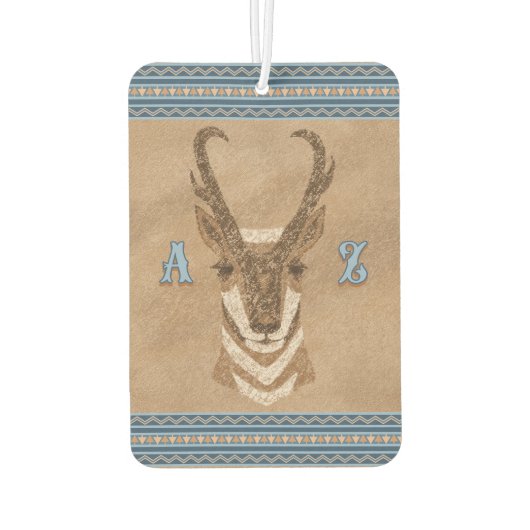 Zuidwest Pronghorn Antelope Head Custom Initialen Luchtverfrisser (Achterkant)