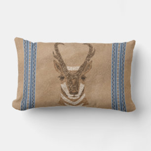Zuidwest Pronghorn Antilope Gezicht Blauwe Rand Kussen