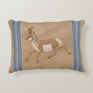 Zuidwest Pronghorn Running Antelope Blue Border Accent Kussen