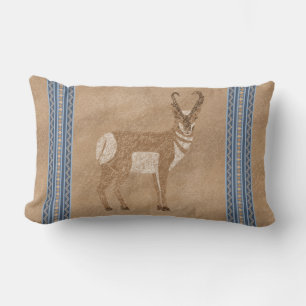 Zuidwest Pronghorn Staande Antilope Blauwe Rand Kussen