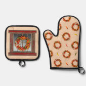 Zuidwest Red Weathered Window en Chili Kransen Ovenwant & Pannenlap Set (Voorkant)
