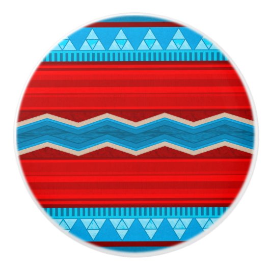 Zuidwest River Canyon Geometrisch rood en turquois Keramische Knop (Voorkant)