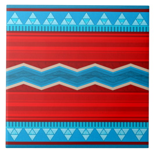 Zuidwest River Canyon geometrisch rood turquoise Tegeltje (Voorkant)