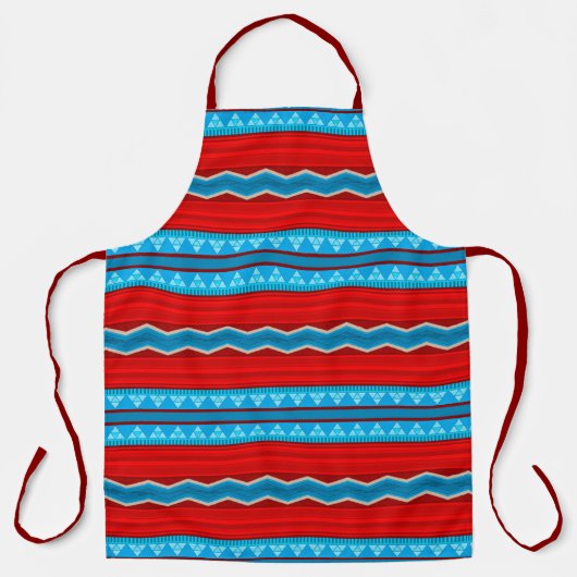 Zuidwest Rivier Canyon Geometrisch Rood Turkoois Schort (Voorkant)
