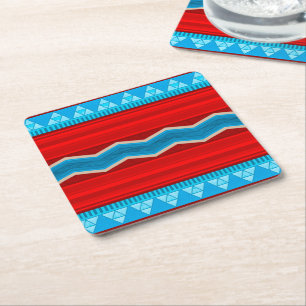 Zuidwest Rivier Canyon Geometrisch Rood Turquoise  Kartonnen Onderzetters