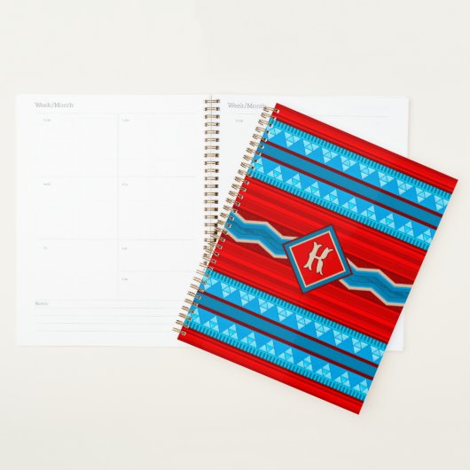 Zuidwest Rivier Canyon Rood Turkoois Monogram Planner (Display)