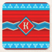 Zuidwest Rivier Canyon Rood Turquoise Monogram Kartonnen Onderzetters (Voorkant)