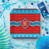 Zuidwest Rivier Canyon Rood Turquoise Monogram Papieren Bordje (Feest)