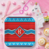 Zuidwest Rivier Canyon Rood Turquoise Monogram Papieren Bordje (Feest)