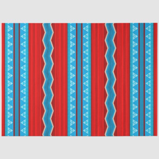 Zuidwest Rivierkloof Geometrisch Rood Turkoois Tissuepapier (Voorkant)