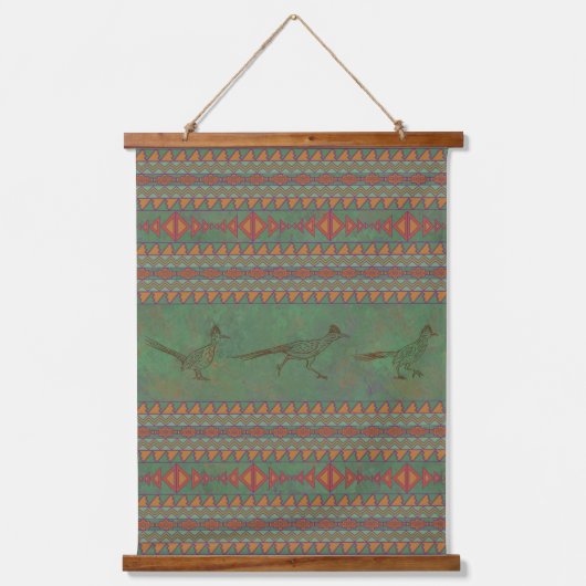 Zuidwest-roadrunners Sage Green Geometric Hangend Wandkleed (Voorkant)