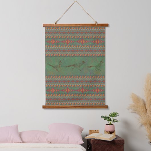 Zuidwest-roadrunners Sage Green Geometric Hangend Wandkleed (Slaapkamer)
