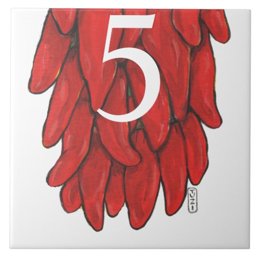 Zuidwest-Rode Chili Chili Ristra Small Bottom # Tegeltje (Voorkant)