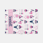 Zuidwest roze en blauw hert fleece deken (Voorkant (Horizontaal))