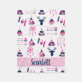 Zuidwest roze en blauw hert fleece deken (Voorkant)