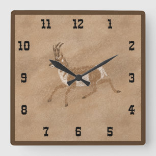 Zuidwest Running Pronghorn Antilope Vierkante Klok