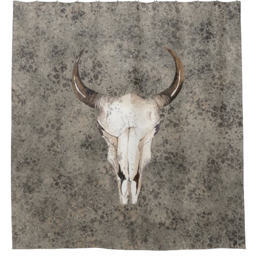 Zuidwest-Rustic Ranch Skull Brown Splatter Douchegordijn (Voorkant)