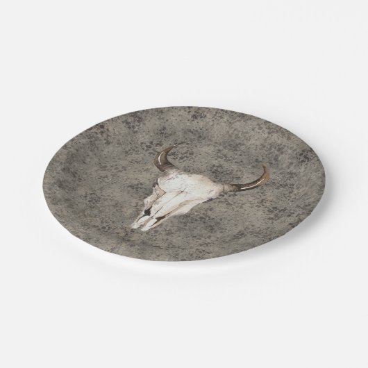 Zuidwest-Rustic Ranch Skull Brown Splatter Papieren Bordje (Gekanteld)