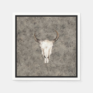 Zuidwest-Rustic Ranch Skull Brown Splatter Servet
