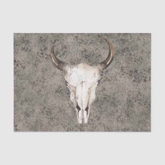 Zuidwest-Rustic Ranch Skull Brown Splatter Tissuepapier (Voorkant)
