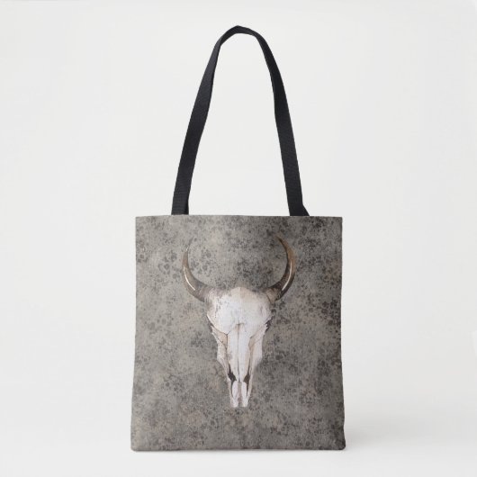 Zuidwest-Rustic Ranch Skull Brown Splatter Tote Bag (Voorkant)