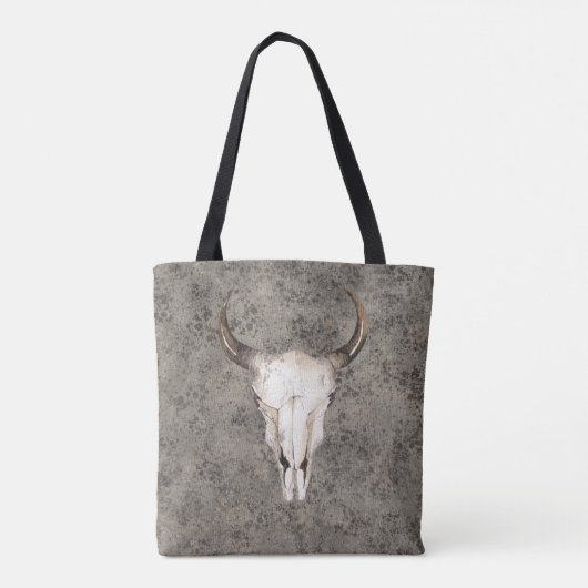 Zuidwest-Rustic Ranch Skull Brown Splatter Tote Bag (Achterkant)