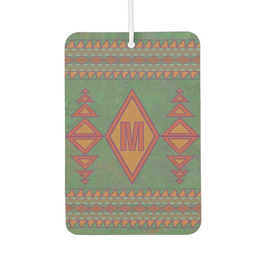 Zuidwest Sagebrush Green Geometric Custom Initiaal Luchtverfrisser (Voorkant)
