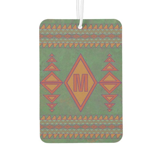 Zuidwest Sagebrush Green Geometric Custom Initiaal Luchtverfrisser (Achterkant)