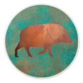 Zuidwest Schattige Javelina Daddy Copper Blauwgroe Keramische Knop (Voorkant)