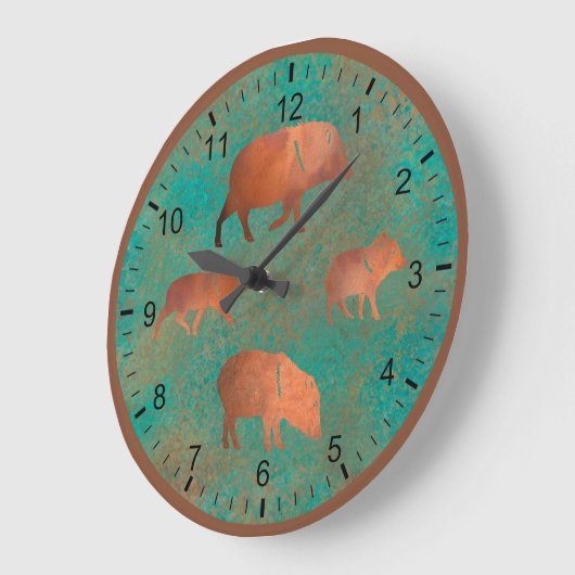 Zuidwest Schattige Javelina Familie Koper Blauwgro Grote Klok (Hoek)