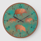 Zuidwest Schattige Javelina Familie Koper Blauwgro Grote Klok (Voorkant)