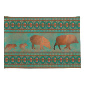 Zuidwest Schattige Javelina Familie Koper Blauwgro Kussensloop (Achterkant-Rechts)