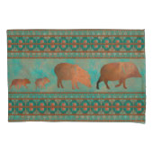 Zuidwest Schattige Javelina Familie Koper Blauwgro Kussensloop (Voorkant-Links)