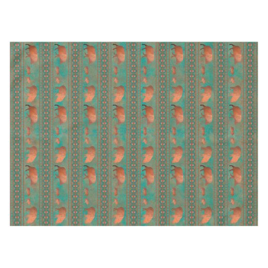 Zuidwest Schattige Javelina familie koper Blauwgro Tafelkleed (Voorkant (Horizontaal))