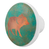 Zuidwest Schattigee Javelina Baby Koper Blauwgroen Keramische Knop (Rechts)